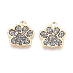Серебро Подвески из эмали и сплава, с блеском порошок, стойки покрытие, амулет с принтом кошачьей лапы, золотой свет, серебряные, 17.2x16.5x1.2 мм, отверстие : 2 мм