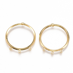 Real 18K Gold Plated Brass Chandelier Components Links, Ring, Nickel Free, Real 18K Gold Plated, 25x23x2mm, Hole: 1.2mm