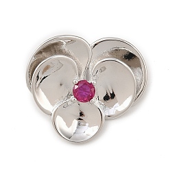 Платина Латунные микро проложить кубического циркония подвески, цветок, долговечный, без кадмия и без свинца, стойки покрытие, с целью перехода в кольце, платина, 24x27.5x5 мм, отверстие : 8.5x4 мм