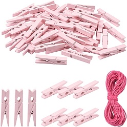 Pink 50 шт. скрепки для поделок из дерева и фотобумаги своими руками, с 10м цветным джутовым шнуром, розовые, 44.5x6.5~8.5x10 мм