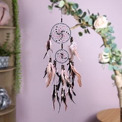 Фора Плетеная сетка/паутина с подвесками из перьев, с железными кольцами, подвесные украшения для дома, оранжевые, 630 мм