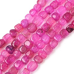 Ярко-Розовый Нити бусин из натурального агата с прожилками дракона (окрашенные и нагретые), кубические, ярко-розовый, 5~6x5~6x5~6 мм, отверстие : 0.8 мм, около 62~66 шт / нитка, 14.57~14.96'' (37~38 см)