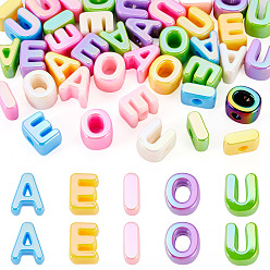 Letter 40 pièces 5 styles perles européennes opaques en acrylique plaqué UV, Perles avec un grand trou   , couleur mixte, lettre, 20.5~21x8.5~18.5x13.5mm, Trou: 6mm, 8 pcs / style