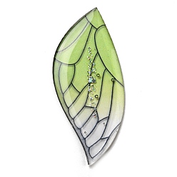 Зелено-Желтый Прозрачные эпоксидные смолы кабошоны, с блеском порошок, крыло, зеленый желтый, 50x21x2 мм