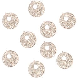 Wheat Undyed Wood Big Pendants, Flat Round, Wheat, 64x60x3mm, Hole: 1.8mm