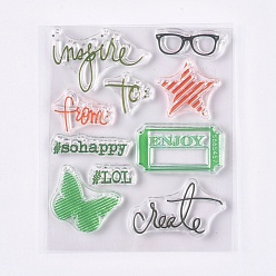 Word Silicone Stamps, for DIY Scrapbooking, Photo Album Decorative, Cards Making, Word, 7.6x9.2x0.3cm