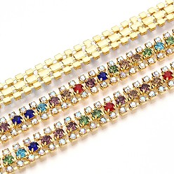 Разноцветный Железо горный хрусталь чашка цепи, с катушкой, золотые, красочный, 8.5x3 мм, около 14.99 футов (4.57 м) / рулон