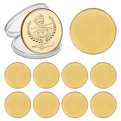 Золотой 14 шт. железных пустых памятных монет, счастливые монеты, с защитным чехлом, плоско-круглые, для лазерной гравировки, золотые, 40x3 мм