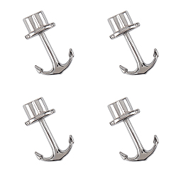 Stainless Steel Color 304 Stainless Steel Anchor Hook Clasps, For Leather Cord Bracelets Making, Stainless Steel Color, 31.5x20x7.5mm, Hole: 5mm, 4pcs/box