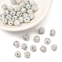 Хрусталь AB Бусины со стразами, полимерная глина , pave disco бусины, класс А, половине просверлил, круглые, хрусталь AB, С. 9 (1.5 мм), 1.6 мм, отверстие : 6 мм
