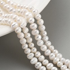 Floral White Natural Cultured Freshwater Pearl Beads Strands, Potato, Floral White, 3.5~4mm, Hole: 0.5mm, about 45~59pcs/strand, 6.89~7.68 inch(17.5~19.5cm)