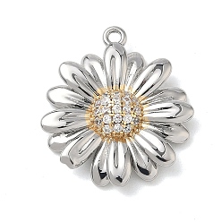 Платиновый & Золотой Латунные микро проложить кубического циркония подвески, , долговечный, без кадмия и без свинца, платиной и золотом, 23x20x3.5 мм, отверстие : 1.6 мм