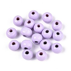 Лиловый Круглые бусины из натурального дерева схима, окрашенные распылением, сирень, 6~6.5x4.5~5 мм, отверстие : 1.6~1.8 мм