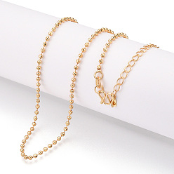 Настоящее золото 18K Ожерелья из латунной шариковой цепи, с застежками м, реальный 18 k позолоченный, 18.50 дюйм (47 см), 2 мм