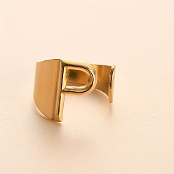 Letter P 304 из нержавеющей стали манжеты кольца, золотые, Письмо P, 16 мм, внутренний диаметр: 18 мм