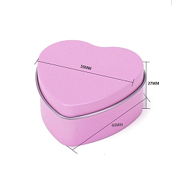 Pearl Pink Heart Shaped Tinplate Candle Tins with Lid, Empty Candle Jar Containers for Candle Making, Pearl Pink, 60x59x27mm