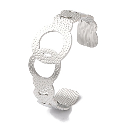Stainless Steel Color Non-Tarnish 304 Stainless Steel Textured Ring Open Cuff Bangles for Women, Stainless Steel Color, Inner Diameter: 1-7/8~2-3/8 inch(4.7~6.1cm), 26mm