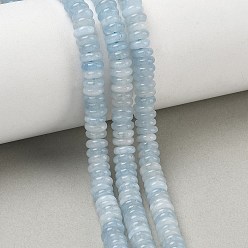 Azul Claro Teñidos naturales blancas perlas de jade hebras, rondelle lisa, azul claro, 6.5x2 mm, agujero: 1.1 mm, sobre 167 unidades / cadena, 14.76'' (37.5 cm)