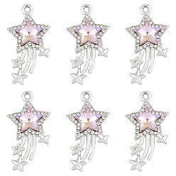 Лиловый 10 шт. Стеклянные подвески, Сплав с поиска, платина, звезда, сирень, 30.5x16.5x5.5 мм, отверстие : 1.8 мм, 4 шт / цвет