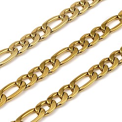 Золотой 316 хирургические цепи фигаро из нержавеющей стали, ионное покрытие (ip), несварные, с катушкой, золотые, 14.5x6.5x2 mm и 10.5x6.5x2 mm