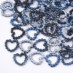 (52) Непрозрачная лаванда Радуга ABS пластик имитация жемчуга кольца, градиент русалка жемчужина, сердце, разноцветные, 11x11x2 мм, внутренняя мера: 5.5x7 мм, около 1000 шт. / пакет