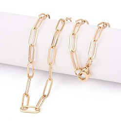 Настоящее золото 18K Латунные скрепки, изготовление колье из вытянутых удлиненных кабельных цепочек, с карабин-лобстерами , реальный 18 k позолоченный, 24.01 дюйм (61 см) в длину, ссылка: 12x4 mm, Перейти кольцо: 5x1 мм