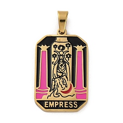Другие Ионное покрытие (ip) 304 подвески из нержавеющей стали с эмалью, реальный 18 k позолоченный, очарование таро, королева, 32x19.5x2 мм, отверстие : 7.5x4 мм
