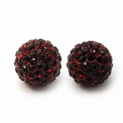 Сиамский Бусины со стразами, полимерная глина , класс А, круглые, п.п. 15, Сиам, 14 мм, отверстие : 1.5 мм, С. 15 (2.1~2.2 мм)