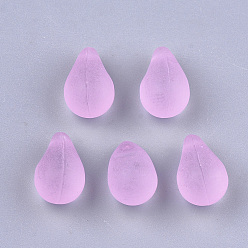 Violet Transparent Acrylic Charms, Frosted, Teardrop, Violet, 13x8x8.5mm, Hole: 1.5mm, about 1040pcs/500g