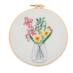 Шампанско-Желтый Стартовый набор для вышивки узором вазы своими руками с инструкцией, стартовые наборы для вышивания взрослых, Простые поделки своими руками из тисненой ткани, шампанское желтый, 300x300 мм