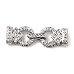 Платина Латунное микропейв, прозрачный кубический цирконий, складные застежки, кольцо с ромбом, платина, 29 мм