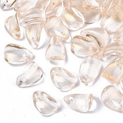 Кукурузный Шелк Прозрачные брызги окрашенные стеклянные подвески, с блеском порошок, Petaline, цвет колоса кукурузы, 12x8x4.5 мм, отверстие : 1 мм