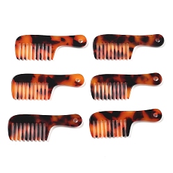 Кокосово-Коричневый Подвески из ацетата целлюлозы, расческа с леопардовым узором, кокосового коричневый, 18x50x3 мм, отверстие : 3 мм