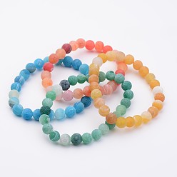 (52) Непрозрачная лаванда Натуральный выветрившийся агат (окрашенный) стрейч-бусины браслеты, разноцветные, 2 дюйм (50 мм)