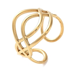 Настоящее золото 18K 304 открытые манжеты из нержавеющей стали для женщин, неправильная геометрия, реальный 18 k позолоченный, 16 мм, внутренний диаметр: регулируемый