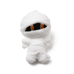 Mummy Хэллоуин силиконовые фокусные бусины, жевательные бусины для чайников, DIY уход за ожерельем, белые, мумия, 31.5x19x18 мм, отверстие : 2 мм