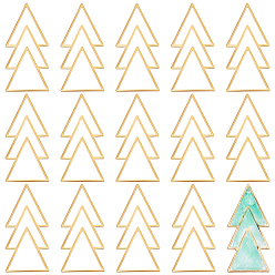 Без Покрытия 16шт. латунные филигранные соединительные звенья, геометрическая треугольная новогодняя елка, сырой (без покрытия), 46x21x1 мм