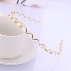 Золотой Утюжок со стразами для волос, искусственный жемчуг для девочки, золотые, 150x130 мм