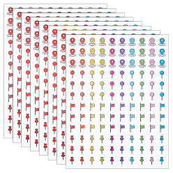 Colorful PVC Self-Adhesive Stickers, Holiday Planner Map Pin Stickers, Colorful Flag Decor Adhesive Decals, Colorful, 273x208x0.1mm
