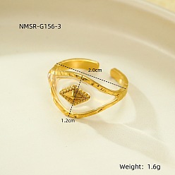 Rhombus Стабилизированные цветы 304 открытые кольца-манжеты из нержавеющей стали и эпоксидной смолы для женщин, золотые, ромб, 20x12 мм, размер США 4 1/4~14 (15~23 мм)