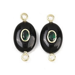 Обсидиан Естественные обсидиановые связи, овальный с латунной микропаве и фурнитурой из кубического циркония, золотые, стойки покрытие, 28x13x7~8 мм, отверстие : 2 мм