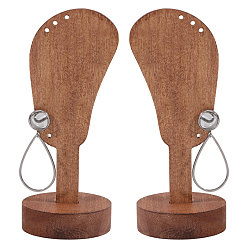 Седло Коричневый 2 шт. настольные деревянные подставки-органайзеры для сережек в форме ушей для ювелирных изделий, седло коричневый, 4x9 см
