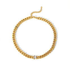 Квадрат Ожерелья с подвесками из нержавеющей стали с прозрачным кубическим цирконием, настоящие позолоченные украшения 18k для женщин, квадратный, 15.75 дюйм (40 см)