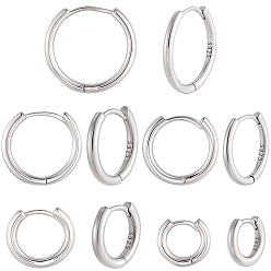Платина 5 пара 5 стили латунные серьги-кольца, с булавками стерлингового серебра, платина, 9.5~17.5x2 мм
