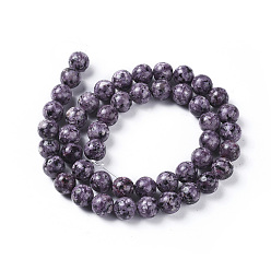 Dark Violet Natural Larvikite Beads Strands, Dyed & Heated, Round, Dark Violet, 8mm, Hole: 1.2mm, about 47pcs/strand, 14.9 inch(38cm)