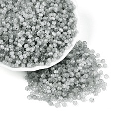 Светло-серый Стеклянный бисер в стиле волочильного станка, круглые, имитация шарики глаза кота, круглое отверстие, светло-серый, 4x3 мм, отверстие : 1.4~1.8 мм, Около 7500 шт / фунт