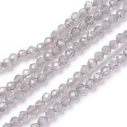 Темно-Серый Стеклянные бусины, имитация нефрита , граненые, круглые, темно-серый, 2 мм, отверстие : 0.5 мм, около 180~195 шт / нитка, 14.2~15 дюйм (36~38 см)