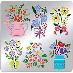 Цветок Трафареты для штампов из нержавеющей стали, для diy scrapbooking / фотоальбом, декоративная тисняющая бумажная карточка, цвет нержавеющей стали, цветочный узор, 15.6x15.6 см