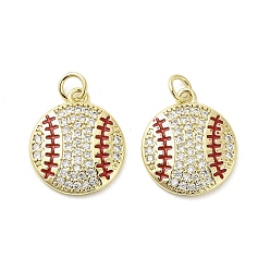 Tennis Латунные микро проложить кубического циркония подвески, Эмаль стиле, плоско-круглые, золотые, с целью перехода в кольце, большой теннис, 18.5x16x2.5 мм, отверстие : 3 мм