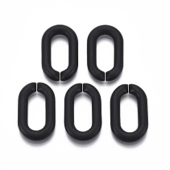 Черный Окрашенные распылением пластиковые соединительные кольца ccb, разъемы для быстрой связи, для изготовления ювелирных кабельных цепей, овальные, чёрные, 27x16.5x4.5 мм, внутренний диаметр: 8x18 мм
